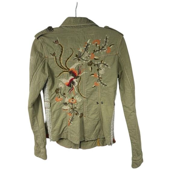 Zu Elements Giacca Jaime Green Embroidered Military Jacket Made In Italy 100% Co - Picture 2 of 10